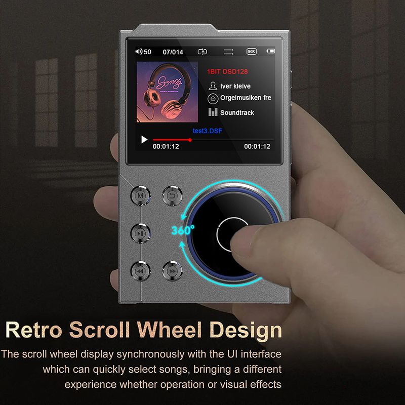 Odtwarzacz MP3 Bluetooth o wysokiej rozdzielczości – przenośny odtwarzacz muzyki HiFi z obsługą DSD256 i bezstratnym dźwiękiem do samochodu i podróży_voghion.com