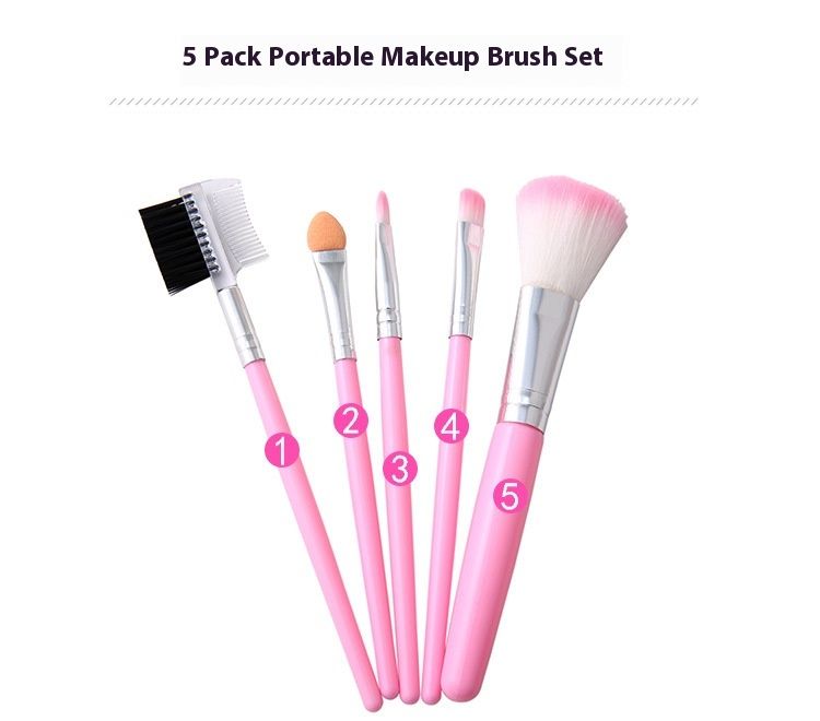 Ensemble de 5 pinceaux de maquillage pour les yeux, les lèvres et les sourcils à double usage_voghion.com
