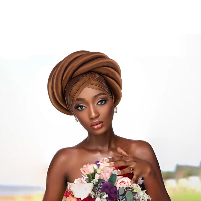 Women's Scarves Headscarf New Nigeria Heavy Industry Wrapped Sponge Head Cap Auto Gele Wra_voghion.com