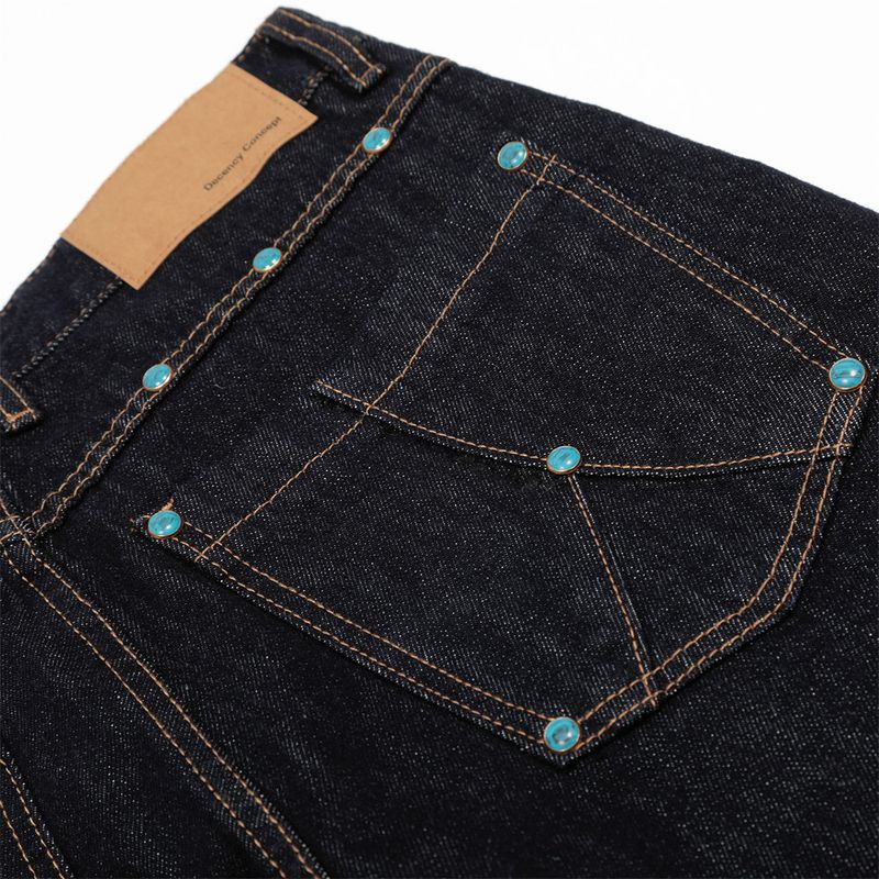 Jeans Scimitar aderenti, alla moda, stile High Street, design con decorazioni verdi, pantaloni lunghi da uomo a gamba larga_voghion.com