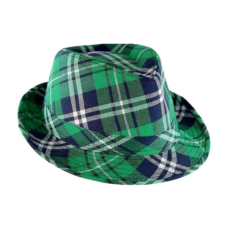 Cappello a quadri verdi con trifoglio, cappello verde per il giorno di San Patrizio, cappello basco verde con quadri_voghion.com