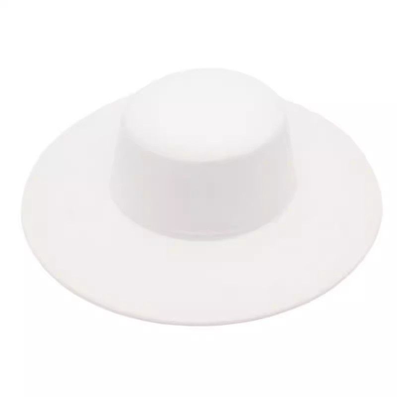 Chapeau haut-de-forme en laine à dessus plat, design automne-hiver 2025, chapeau polyvalent en feutre à large bord, style Hepburn français_voghion.com