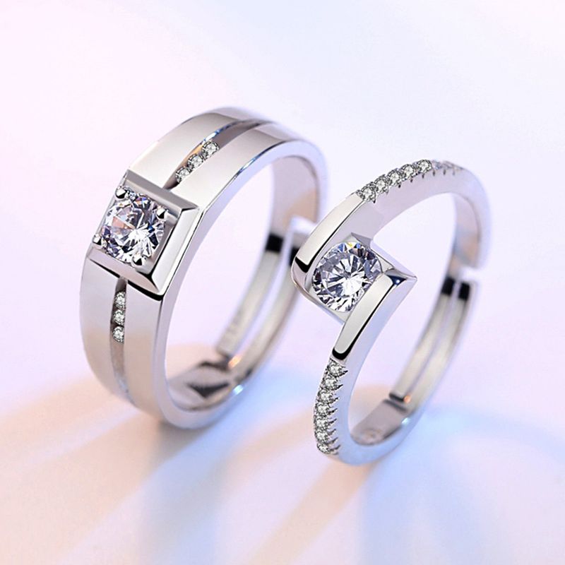 Anelli di coppia a forma di cuore, regolabili, in argento, unisex, con coda aperta, regalo coreano per San Valentino_voghion.com