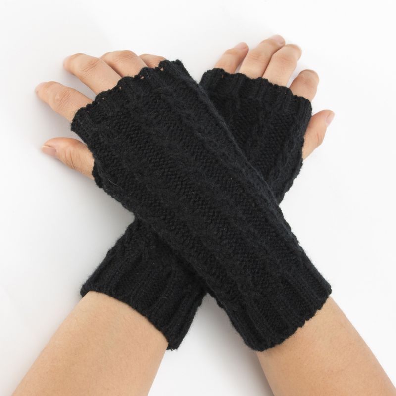 Fried Dough Twists Wrist Gloves Autumn Winter New Knitted Wool Warm Men And Women's Short Skiing Open Finger Sleeve_voghion.com