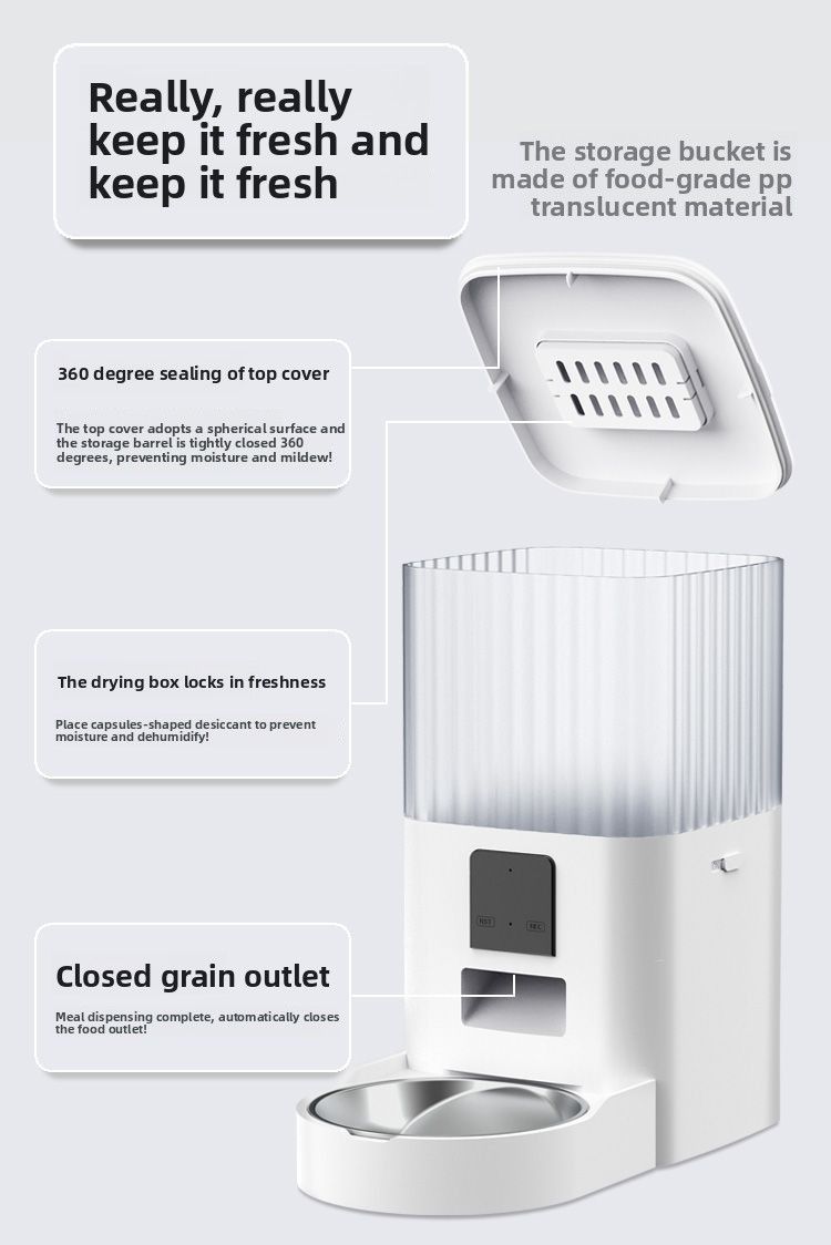Smart WiFi Pet Feeder With Timer, Portion Control, Dual Bowls And Visual Monitoring For Cats And Dogs_voghion.com