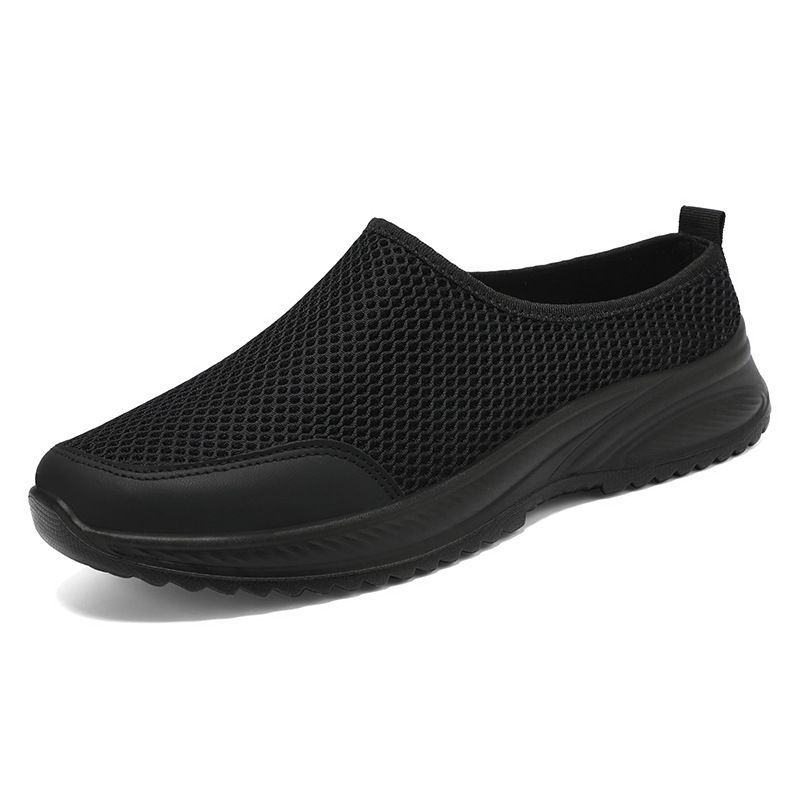 Unschlagbare Qualitätsschuhe für Herren im Sommer, flache Halbschuhe, ein Fuß, faul, atmungsaktiv und geruchlos, einfarbiges Mesh_voghion.com
