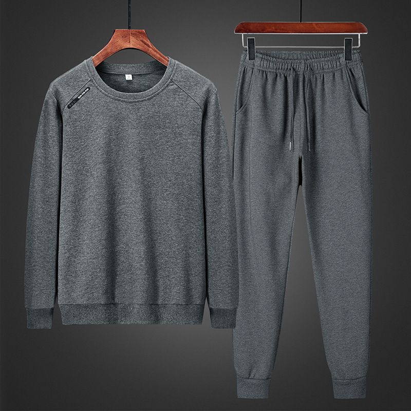 Sweat à capuche printemps-automne en pur coton pour homme, ensemble deux pièces haut de gamme pour la course et les loisirs_voghion.com