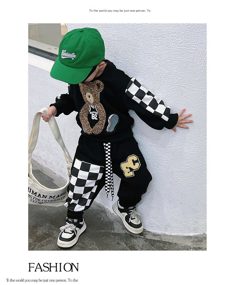 Conjunto de osito para niños, suéter callejero explosivo de celebridades de Internet, edición coreana, primavera y otoño, 2023_voghion.com