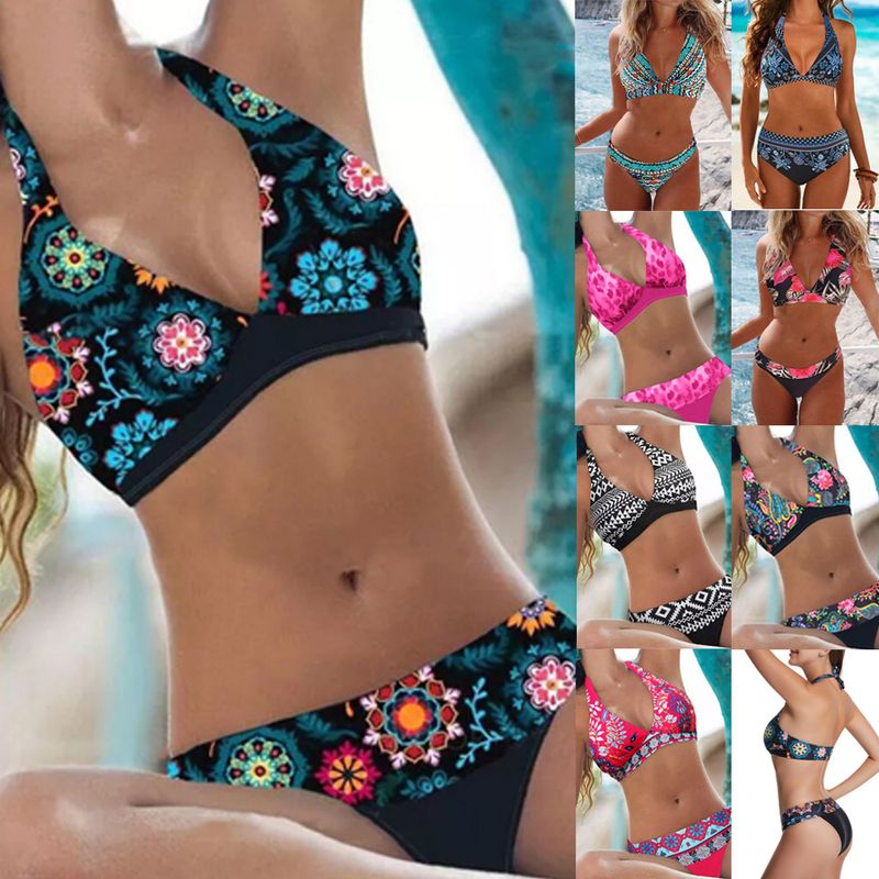 Women's Clothing New Split Bikini Multi Color Ethnic Print Bikini Women Large Size_voghion.com