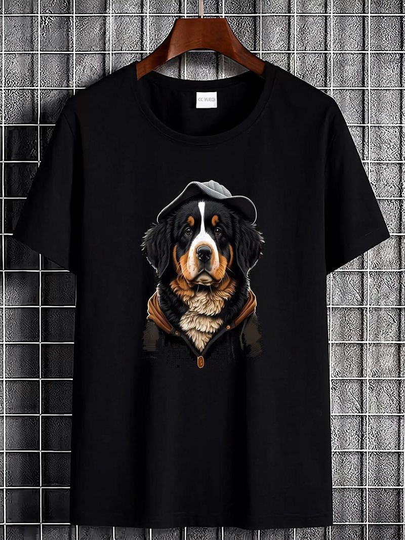 T-shirt unisexe extensible pour homme, motif mignon de bouvier bernois, idéal pour l'été, idéal au quotidien_voghion.com