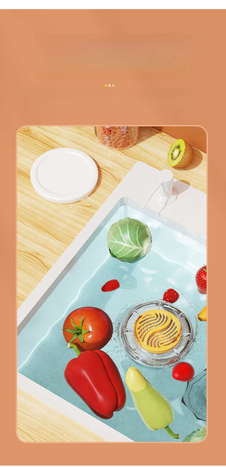 Purificador rotativo de frutas e vegetais, preservação de alimentos, esterilização sem fio, remoção de pesticidas, limpeza automática_voghion.com