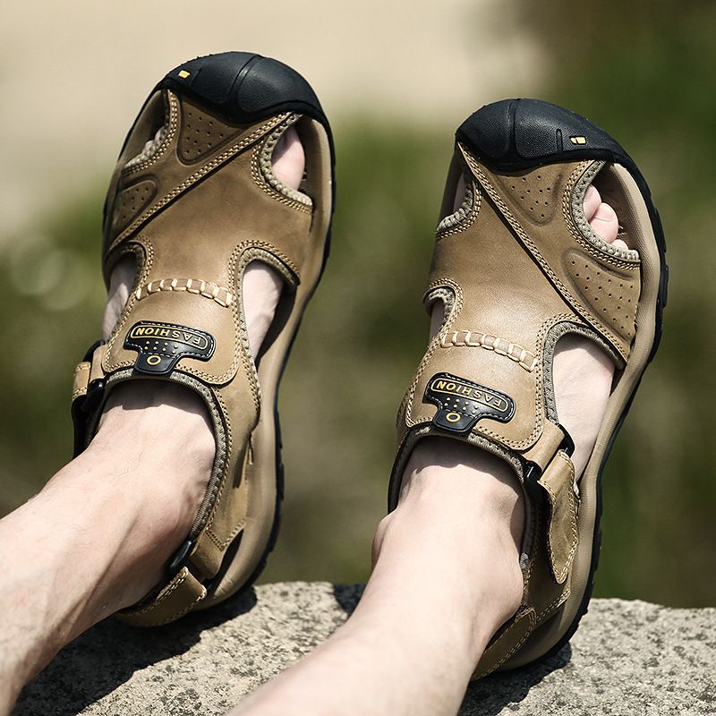 Herrenschuhe Einfach Lässig, Mit Zehenkappe Und Atmungsaktiven Löchern. Outdoor-Wandersandalen Sind Ein Trend Für Männer_voghion.com