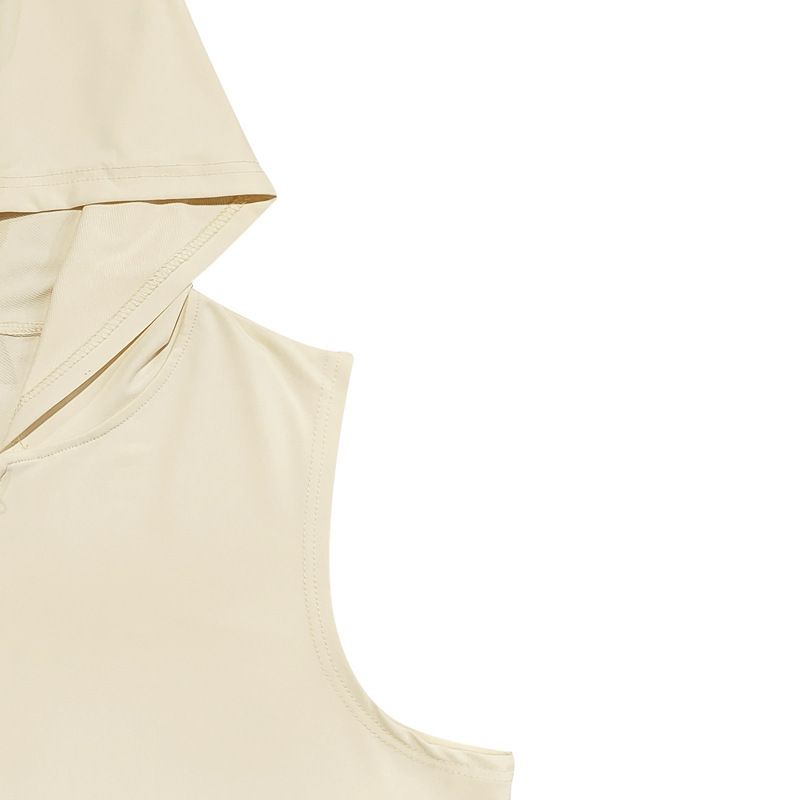 Herren Sommer Unterhemd mit Kapuze Sport Fitness Training Reißverschluss Strickjacke Ärmellose Weste Tops_voghion.com