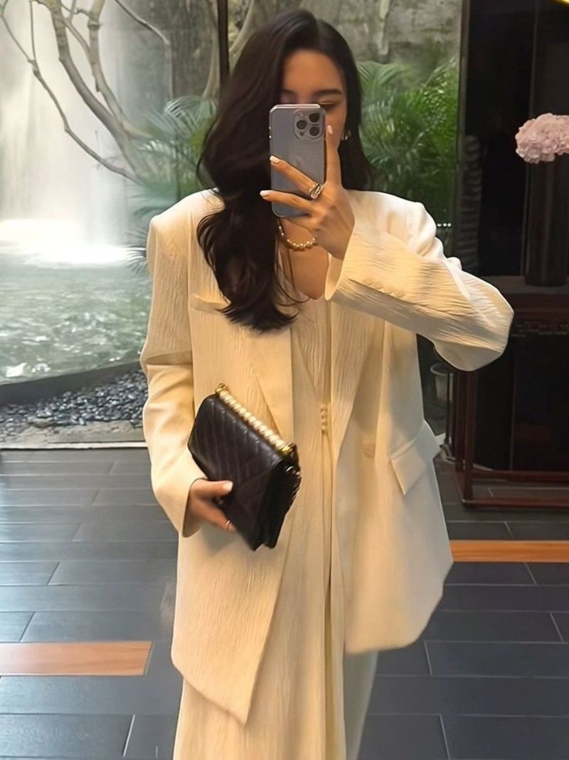 High-End Suit For Women 2025 Spring And Autumn New Casual Strap Dress Blazer Elegant Slimming Two-Piece Set_voghion.com