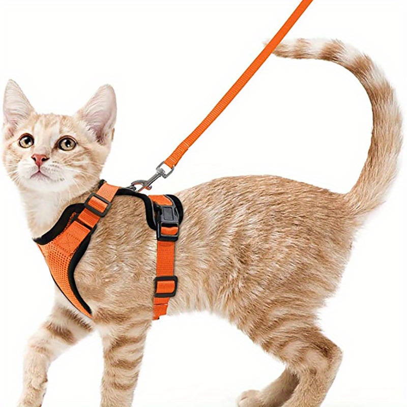 Escape-Proof Soft Adjustable Cat Harness Leash: Perfect For Walking & Exploring_voghion.com