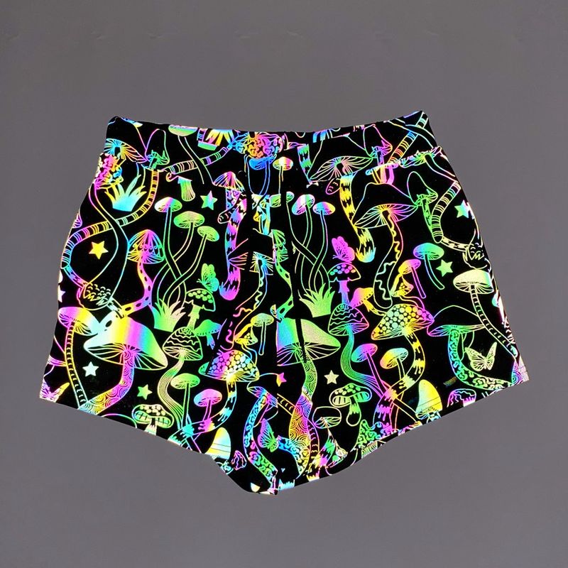 Unbeatable Quality 2024 Summer Men's Mushroom Colorful Reflective Fitness Jogging Knitted Breathable Cycling Shorts_voghion.com