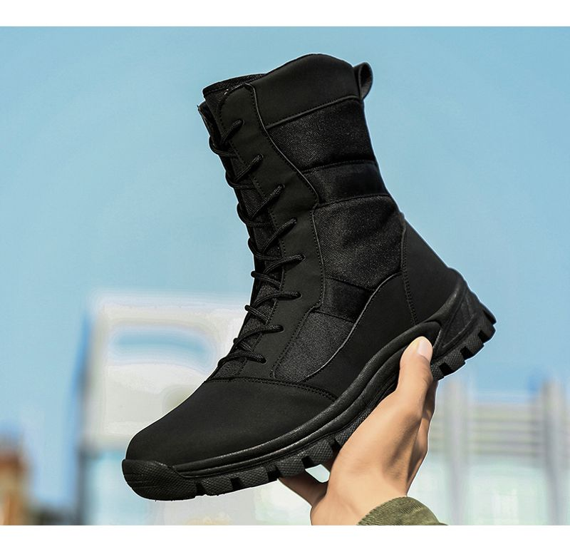 Nouvelles bottes de Combat d'extérieur montantes de couleur unie, bottes de base légères, confortables et résistantes à l'usure_voghion.com