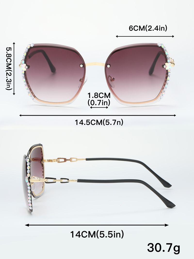 Modische randlose Sonnenbrille mit Strass-Dekor für Damen und Herren, lässige Farbverlaufsbrille für Sommer-Strandpartys, UV400_voghion.com