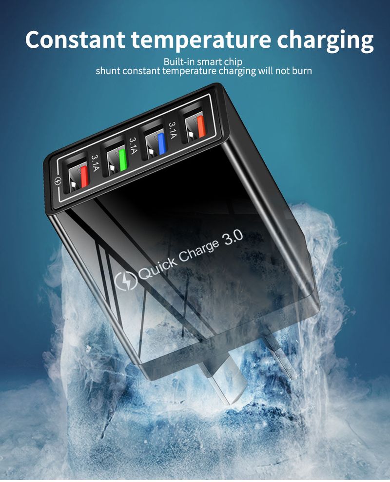 Φορτιστής κινητού τηλεφώνου Music Festival AU 4USB 3.1A Κεφαλή φόρτισης πολλαπλών θυρών Βρετανικό, Αυστραλιανό, Κορεατικό, Ινδικό Πρότυπο_voghion.com