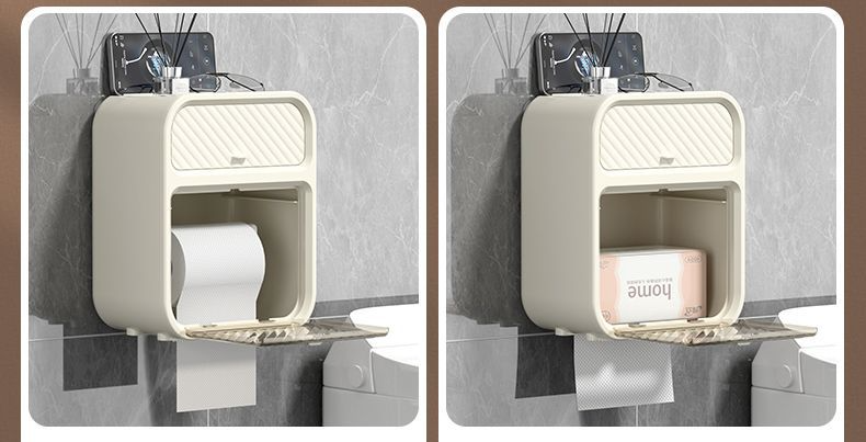 Caja de papel higiénico perforada con ventosa para montaje en pared, resistente al agua, creativa, para almacenamiento_voghion.com