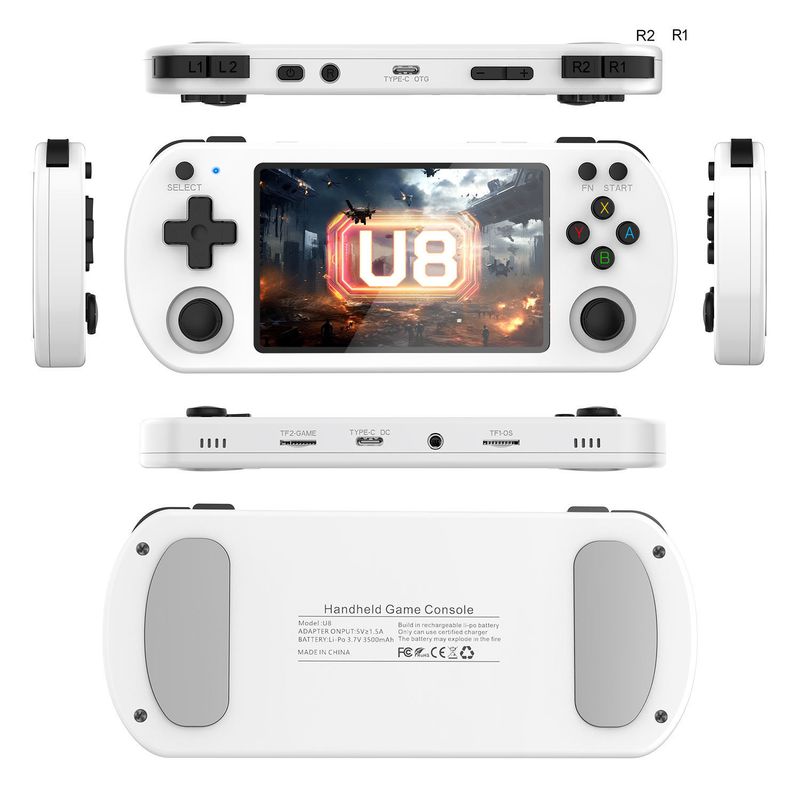 U8 Retro Handheld Game Console - 4.0 Inch IPS Screen, Open Source Linux System, Portable Gaming Device For Classic Games_voghion.com