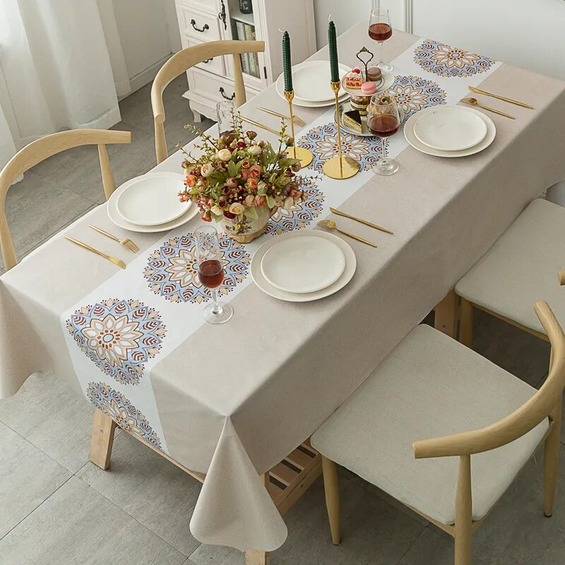 Printed Waterproof Tablecloth Anti-scalding Thickened Rectangular Home Party Dining Room Furnishings_voghion.com