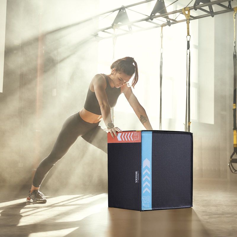 VEVOR 3 In 1 Plyometric Jump Box, 20/18/16 Inch Cotton Plyo Box, Platform & Jumping Agility Box, Anti-Slip Fitness Exercise Step Up Box For Home Gym Training, Conditioning Strength Training, Black_voghion.com
