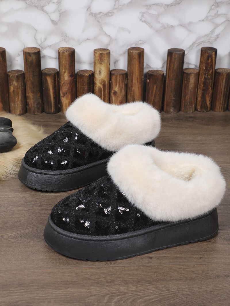 Nuovi stivali da neve casual con plateau e slip-on, caldi stivali bassi e pelosi_voghion.com