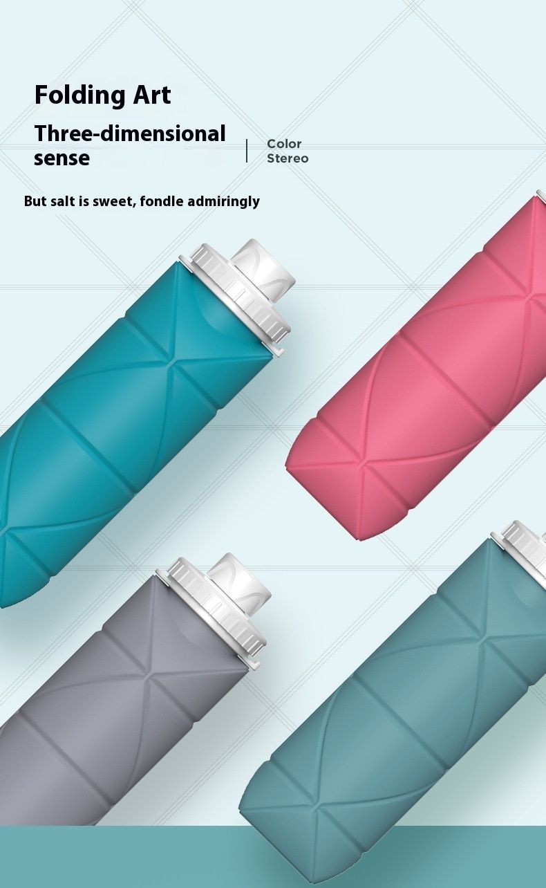 Bottiglia d'acqua portatile e pieghevole in silicone per bicicletta, fitness, sport all'aria aperta, anti-goccia, resistente, regalo_voghion.com