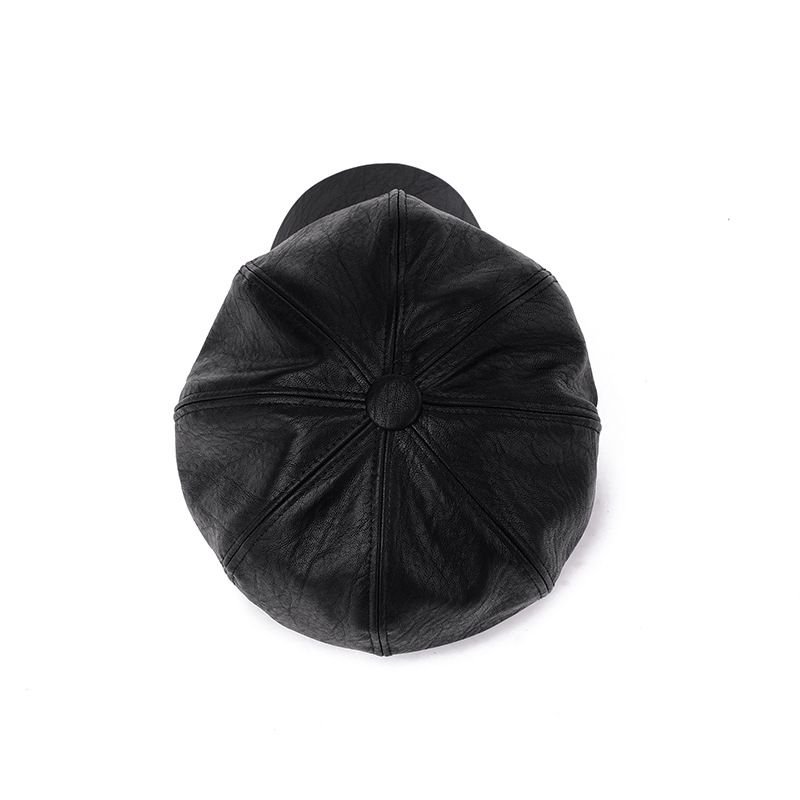 for Women Beret Korean Style Autumn Winter Duckbill Hat Leather Octagonal Baseball Cap_voghion.com