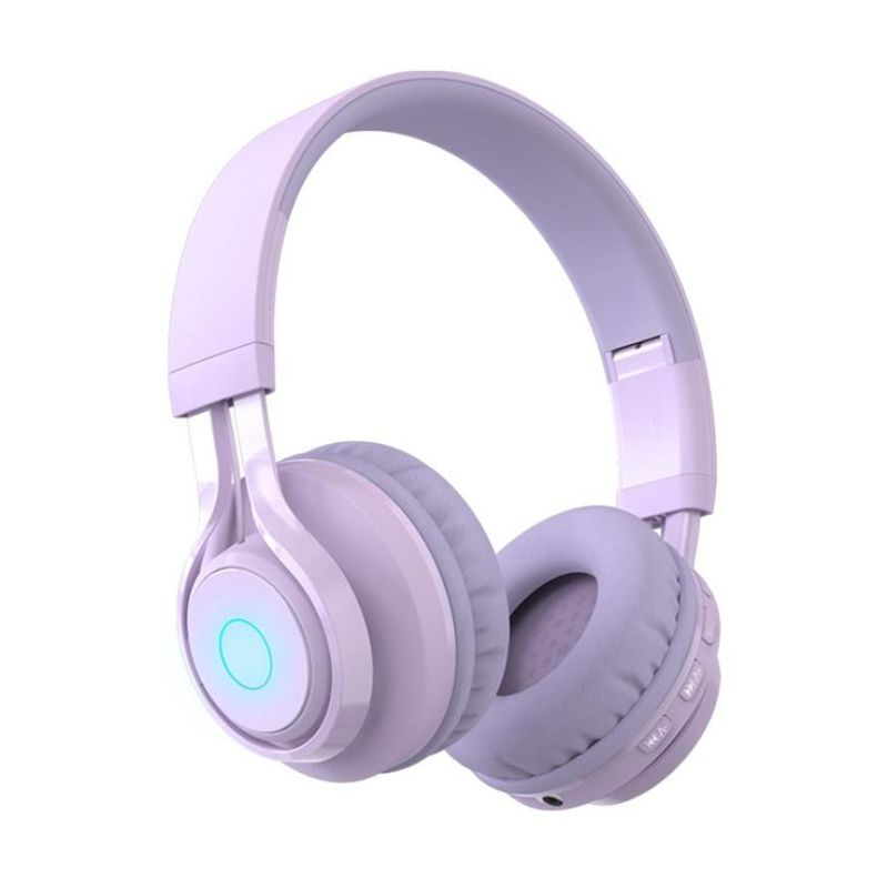 BT06C Söpö Langaton Bluetooth 5.0 Kuulokkeet Lapsille Mikrofonilla LED-Valolla Tukee Aux-In-liitäntää (Violetti)_voghion.com