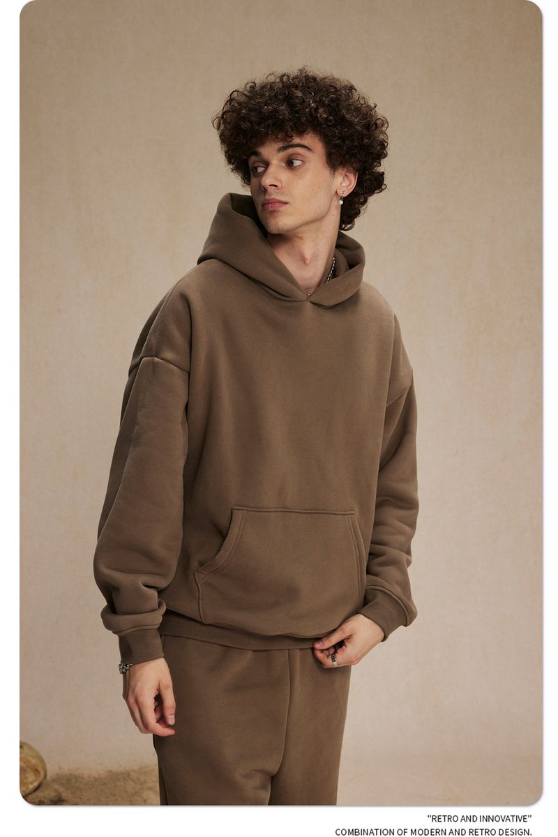 Felpa con cappuccio oversize da uomo in pile con tessuto anti-pilling da 400 g/m², felpa streetwear per l'inverno (disponibile in 12 colori)_voghion.com
