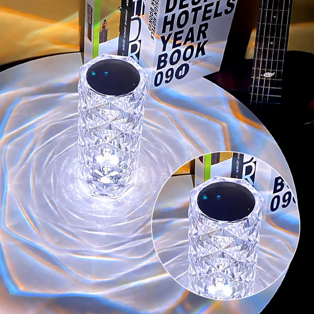 LED 16 Farben Kristall Tisch Lampe Rose Licht Romantische Diamant Atmosphäre Licht Touch Einstellbare Nacht Licht Für Schlafzimmer Dekorieren_voghion.com