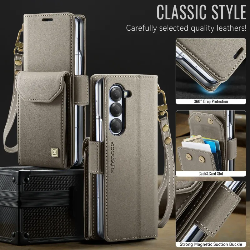 Per Samsung Galaxy Z Fold 6 5 Fold6 Fold5 5G Portafoglio Custodia per telefono cellulare con blocco RFID, porta carte di credito, custodia in pelle PU_voghion.com