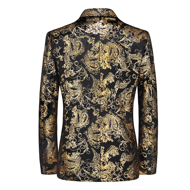 CT 2025 Neue Herren Casual Frühling und Herbst Mode Goldfolie Slim Fit Langarm Einreiher Anzug_voghion.com