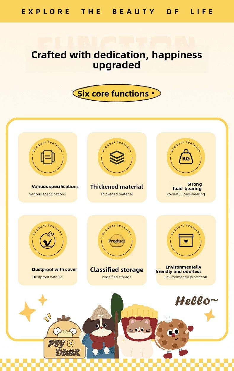 Large Capacity Lid Box Multi-Functional Desktop Organizer New Household Cartoon Pattern Storage Bin_voghion.com