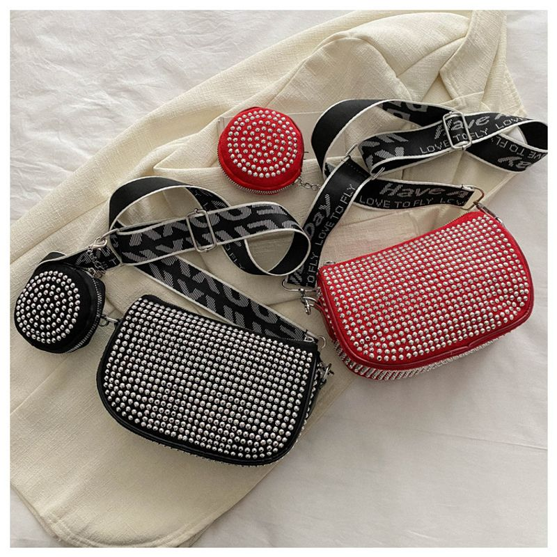 Modische Damentasche schlichten Strass-Intarsien, modieuze Umhängetasche mit een Schulter, trendy Handtasche für_voghion.com