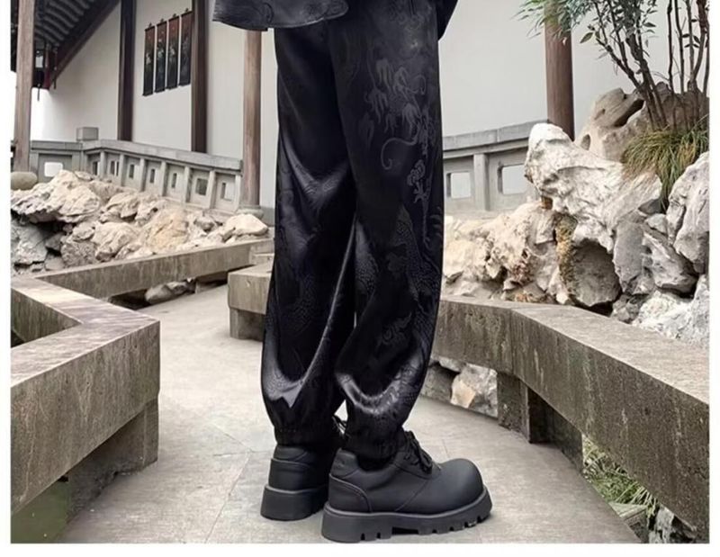 Men's Spring Summer New Fashionable Chinese style Straight leg Versatile Breathable and Comfortable Casual Pants_voghion.com