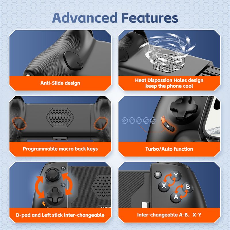 Manette de jeu mobile filaire extensible Jiaying Type-C compatible avec Android, iPhone, Switch, PC, PS5, streaming_voghion.com