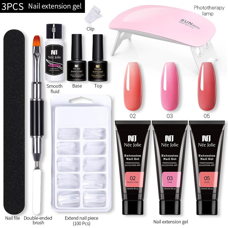 Colle à ongles 15 ml, kit de colle pour extensions d'ongles, moule à ongles, pinceau à double tête, kit de colle pour extensions d'ongles en cristal UV_voghion.com
