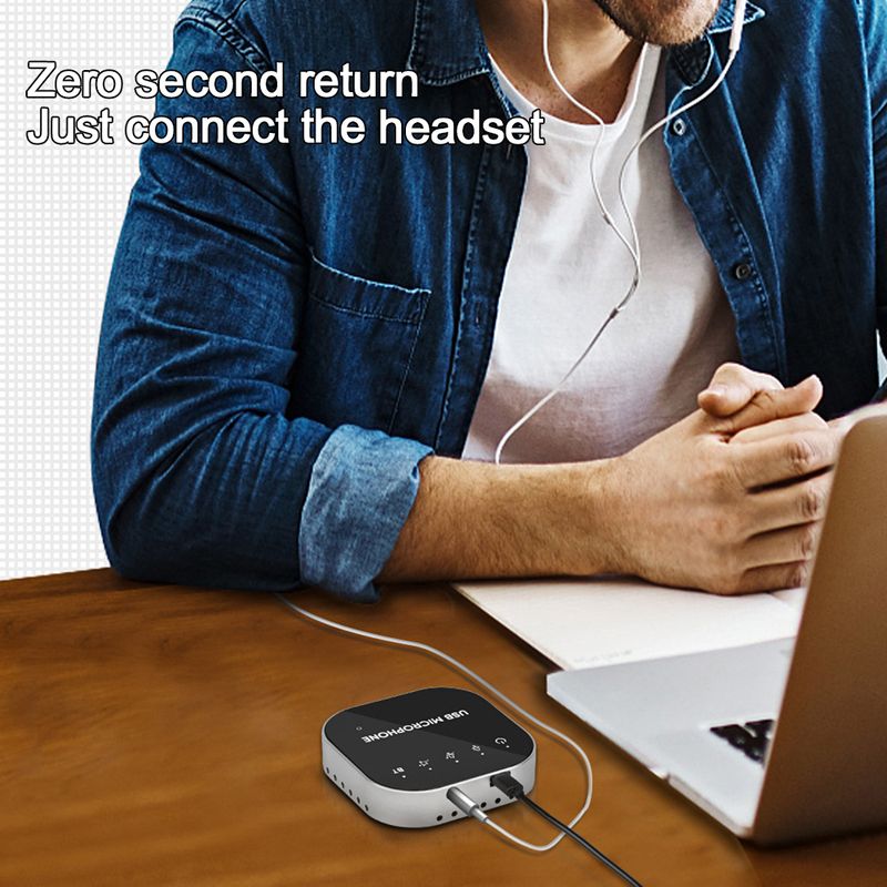 Bluetooth-compatible Desktop Usb Conference Speakerphone Microphone Built-in Speaker Pc Laptop For Audio Recording_voghion.com
