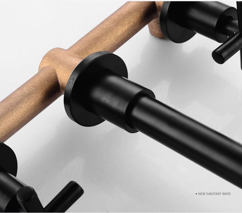 Wall-Mounted Basin Mixer Tap – Dual Handle 3-Hole Deck Mounted Bathroom Faucet (Brass Body, Ceramic Cartridge, 10MPa Pressure Spiral Handle Design)_voghion.com