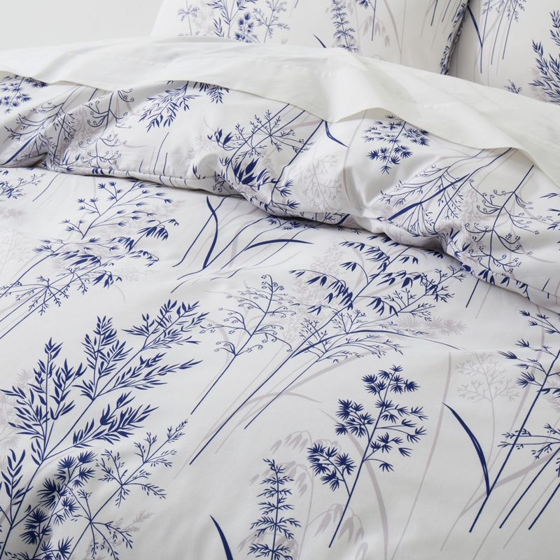 Housse de couette florale bleue, ensemble de trois pièces, motif jardin de fleurs_voghion.com