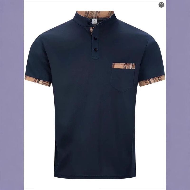 2025d 2025 Neues Herren-Lässiges Kurzarm-Poloshirt mit Stehkragen und Knopfleiste, vielseitiges T-Shirt_voghion.com