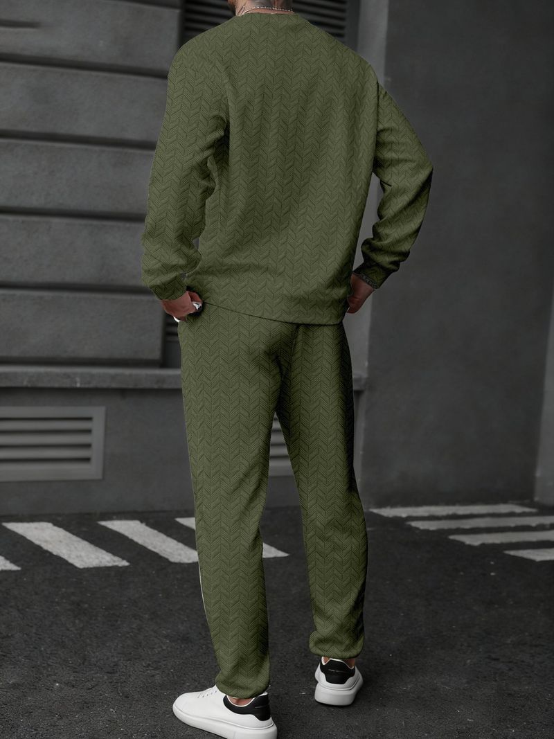 Completo polo e pantaloni a righe color grano da uomo – Completo sportivo a maniche lunghe per look casual e sportivi_voghion.com