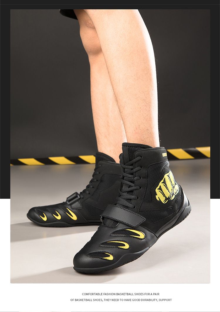 Chaussures d'entraînement de compétition de lutte haut de gamme Sanda pour hommes de boxe professionnelle, chaussures de combat fitness Muay Thai pour hommes_voghion.com