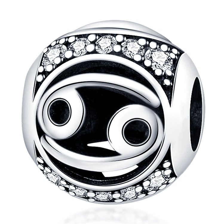 Pingente de prata banhado a cobre branco para mulheres, pulseira com pingente de doze constelações, acessórios de joalheria faça você mesmo, pulseira e colar_voghion.com