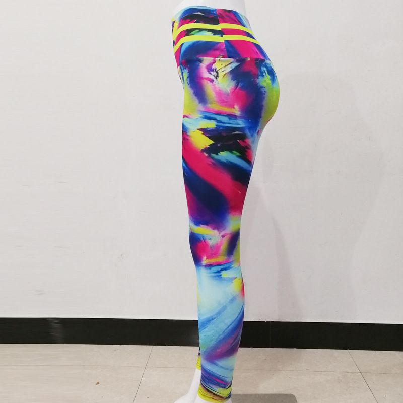Leggings de pantalon de Yoga de sport taille haute, imprimé numérique arc-en-ciel_voghion.com