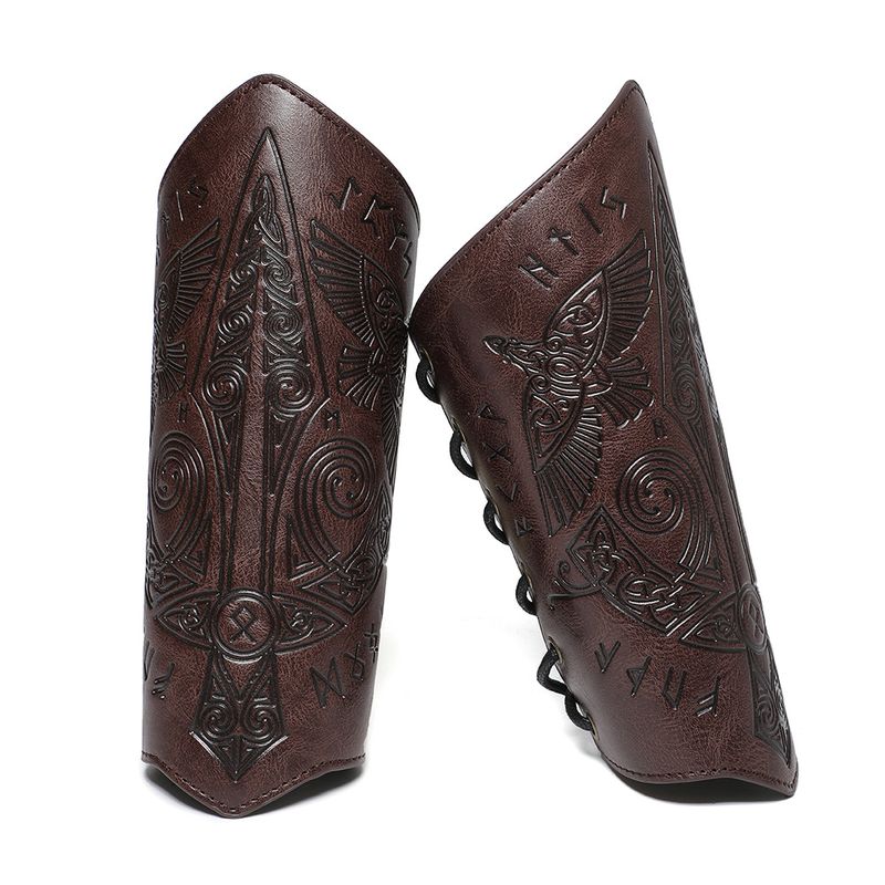 Medeltida vintage präglad handledsstöd COSPLAY scenrekvisita riddare Handskydd tillbehör_voghion.com