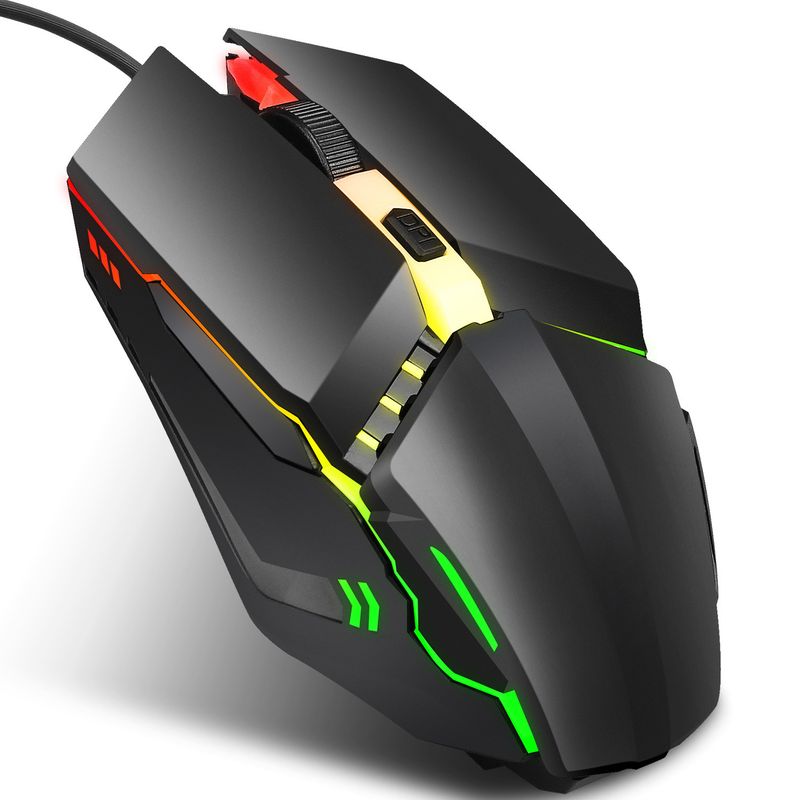 Nuova combinazione di tastiera e mouse cablato con luce colorata emissione 3 velocità 1600 DPI 125 HZ mouse ergonomico da ufficio_voghion.com
